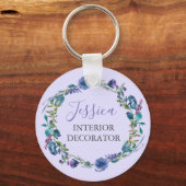 美しいカスタム職業パープルフローラリース キーホルダー (裏面)