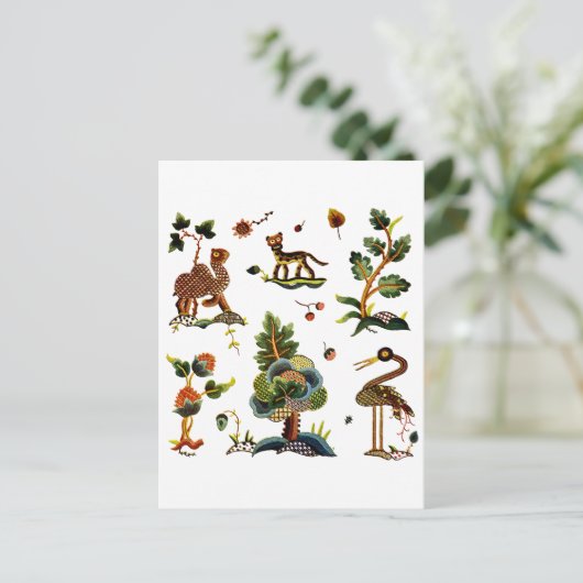 美しいカスレーメインジャコビーン刺繍 ポストカード (スタンド正面)