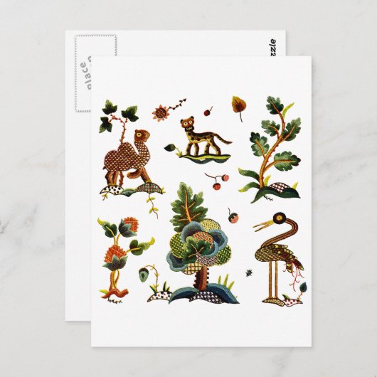 美しいカスレーメインジャコビーン刺繍 ポストカード (正面/裏面)