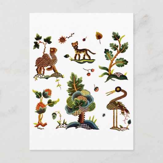 美しいカスレーメインジャコビーン刺繍 ポストカード (正面)