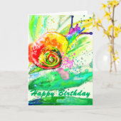 美しいカタツムリ誕生日カード カード (黄色い花)