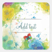 美しいカッコいいトレンディーの花（ばちゃばちゃ）跳ねる スクエアシール (正面)