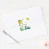 美しいカッコいいトレンディーの花(ばちゃばちゃ)跳ねる スクエアシール (封筒)