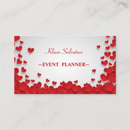 美しいカッコいいトレンディー赤いハート 名刺 (正面)