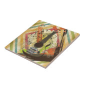 美しいカッコいいヴィンテージギターの音符 タイル (側面)