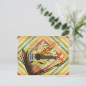 美しいカッコいいヴィンテージギターの音符 ポストカード (スタンド正面)