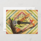 美しいカッコいいヴィンテージギターの音符 ポストカード (正面/裏面)