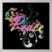 美しいカッコいい平和の言葉のカラフル渦 ポスター (正面)