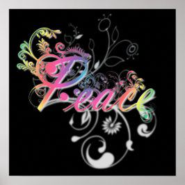 美しいカッコいい平和の言葉のカラフル渦 ポスター