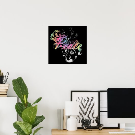 美しいカッコいい平和の言葉のカラフル渦 ポスター (ホームオフィス)