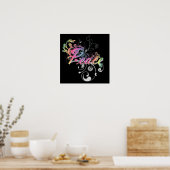 美しいカッコいい平和の言葉のカラフル渦 ポスター (キッチン)