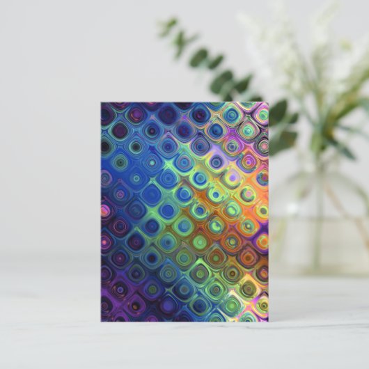 美しいカッコいい抽象芸術四角形の円の光彩 ポストカード (スタンド正面)