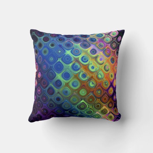 美しいカッコいい抽象芸術正方形の円ガラスの輝き クッション (裏面)