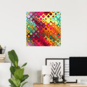 美しいカッコいい抽象芸術正方形の円ガラスの輝き ポスター (ホームオフィス)