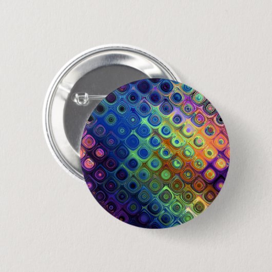 美しいカッコいい抽象芸術正方形の円ガラスの輝き 缶バッジ (正面&裏面)