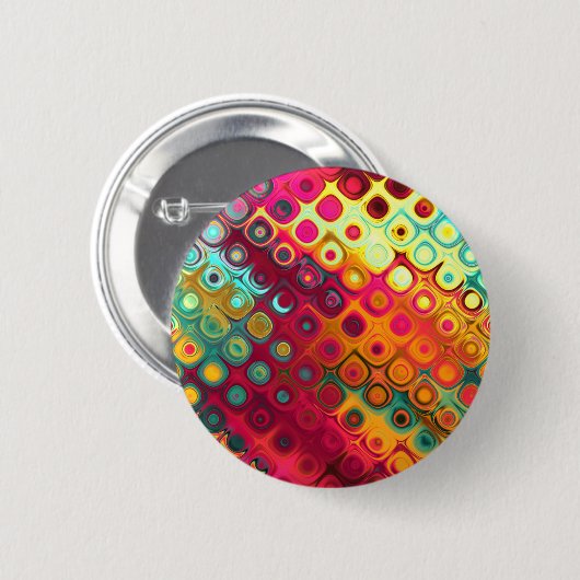 美しいカッコいい抽象芸術正方形の円ガラスの輝き 缶バッジ (正面&裏面)