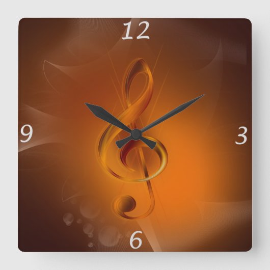 美しいカッコいい火白熱［赤熱］光を放つ色が音楽に影響 スクエア壁時計 (正面)