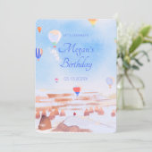 美しいカッパドキア熱気球の誕生日 招待状 (スタンド正面)