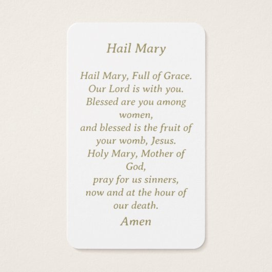 美しいカトリックの記憶の中で雹メアリー祈りの言葉カード (裏面)