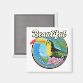 美しいカナリア諸島ヴィンテージスタイルロゴ マグネット (正面/裏面)