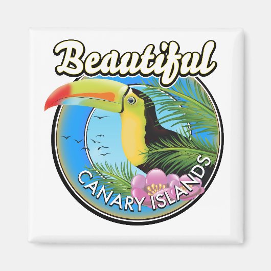 美しいカナリア諸島ヴィンテージスタイルロゴ マグネット (正面)