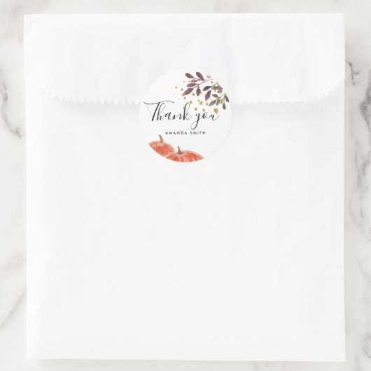 美しいカボチャと枝ありがとう ラウンドシール (バッグ)