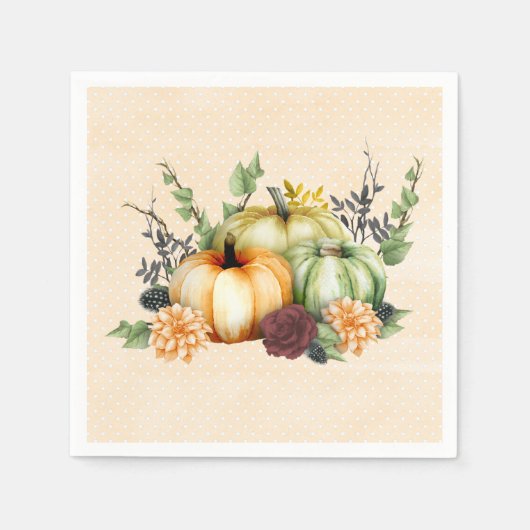 美しいカボチャ秋感謝祭の水色 スタンダードカクテルナプキン (正面)