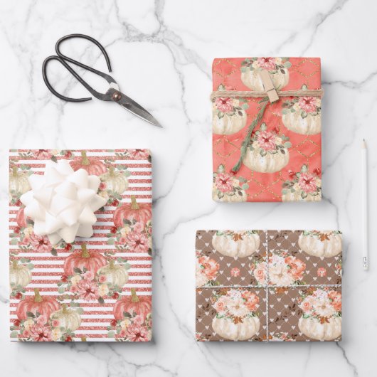 美しいカボチャ赤ちゃんシャワー誕生日ギフト ラッピングペーパーシート (正面)