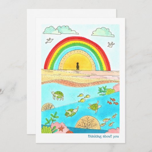 美しいカメの虹のビーチ - あなたのことを想って (正面/裏面)