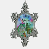 美しいカメレオン スノーフレークピューターオーナメント (左)