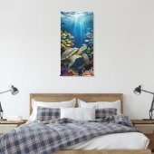 美しいカメ、魚、海の植物のキャンバスプリント キャンバスプリント (インサイチュ (寝室))