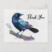 美しいカラスが木の枝に止まって感謝 ポストカード (正面)