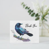 美しいカラスが木の枝に止まって感謝 ポストカード (スタンド正面)