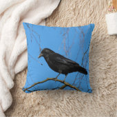 美しいカラスの上に隠れて木の装飾用クッション クッション (ブランケット)