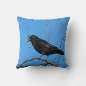 美しいカラスの上に隠れて木の装飾用クッション クッション (裏面)