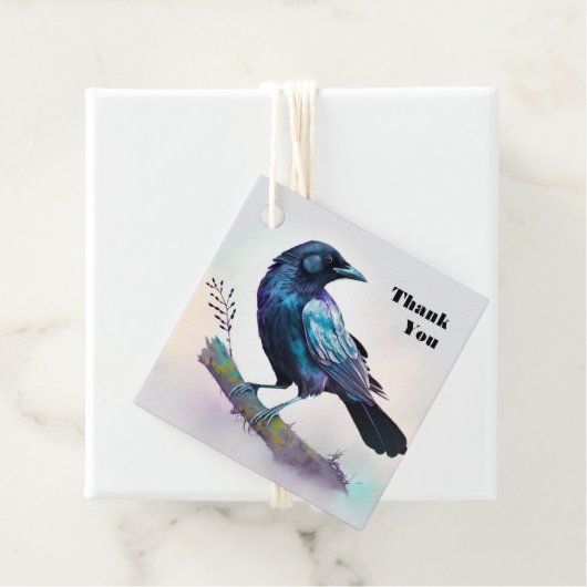 美しいカラスの木の枝に感謝 フェイバータグ (インサイチュ)