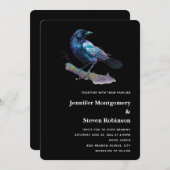 美しいカラスを木の枝に結婚! 招待状 (正面/裏面)