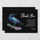 美しいカラスを木の枝に サンキューカード (正面/裏面)