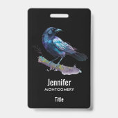 美しいカラスを木の枝に バッジ (裏面)