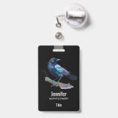 美しいカラスを木の枝に バッジ (裏面（伸縮クリップ）)