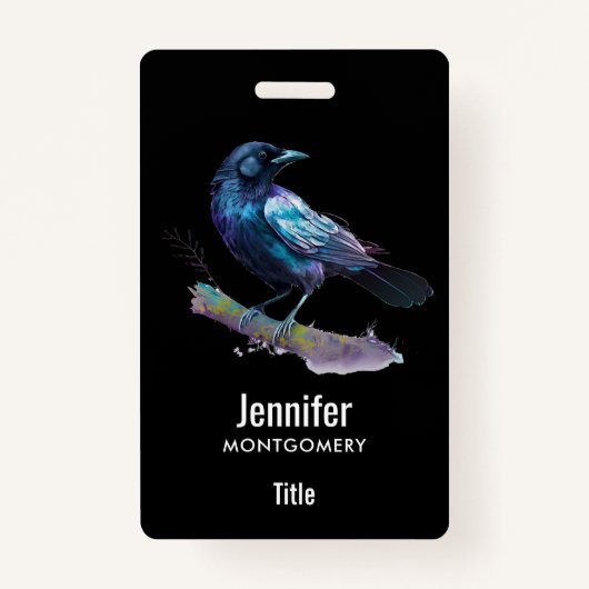 美しいカラスを木の枝に バッジ (裏面)