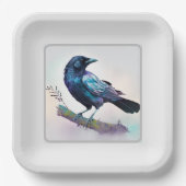 美しいカラスを木の枝に ペーパープレート (正面)