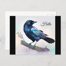 美しいカラスを木の枝に ポストカード