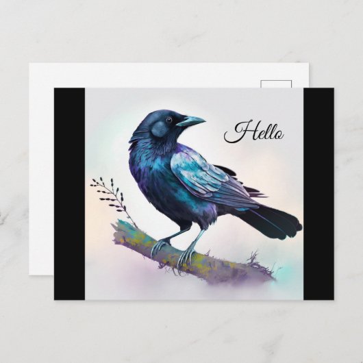 美しいカラスを木の枝に ポストカード (正面/裏面)
