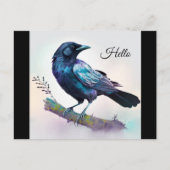 美しいカラスを木の枝に ポストカード (正面)