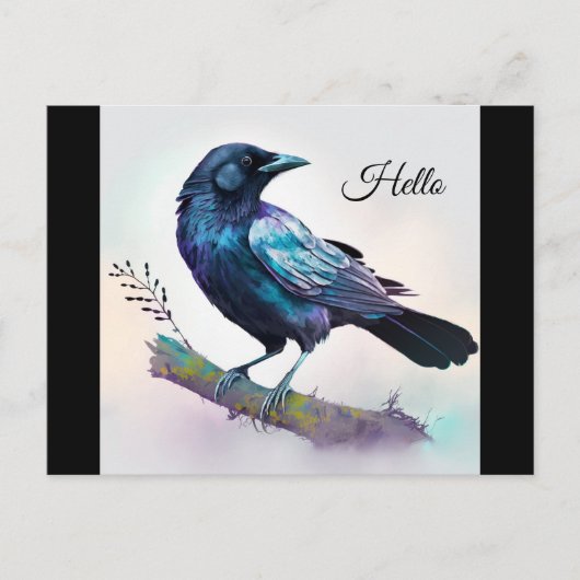 美しいカラスを木の枝に ポストカード (正面)