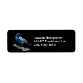 美しいカラスを木の枝に ラベル