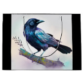 美しいカラスを木の枝に ラージペーパーバッグ (正面)