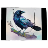 美しいカラスを木の枝に ラージペーパーバッグ (裏面)
