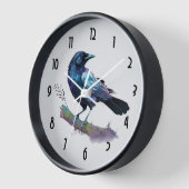 美しいカラスを木の枝に 壁時計 (傾斜)